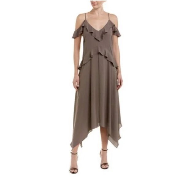 BCBGMaxAzria LISSA Midi Dress S Small Brown Washable Fairy Whimsigoth $228 NEW - Picture 4 of 11